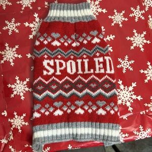 Dog Sweater With Spoiled On It & Holiday Colors Size XS